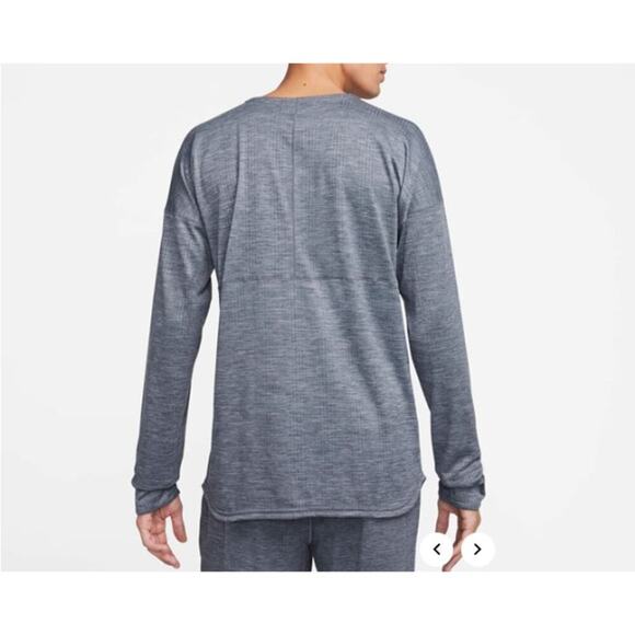 Nike Yoga Men's Cool Grey Heather Dri-FIT Crew Top Size L - Picture 2 of 8
